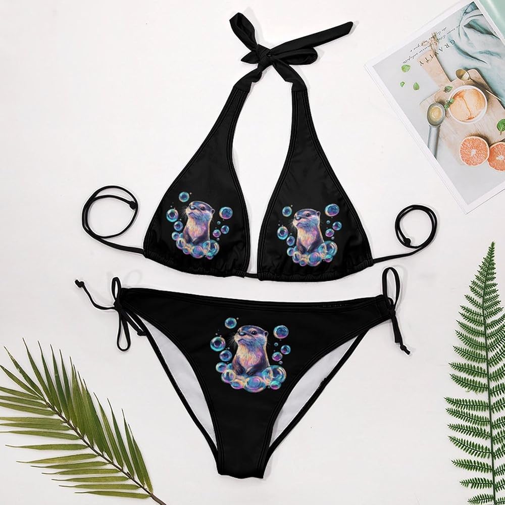 Amazon.com: Otter Colorful Bubbles Women 2 Pcs Halter Top